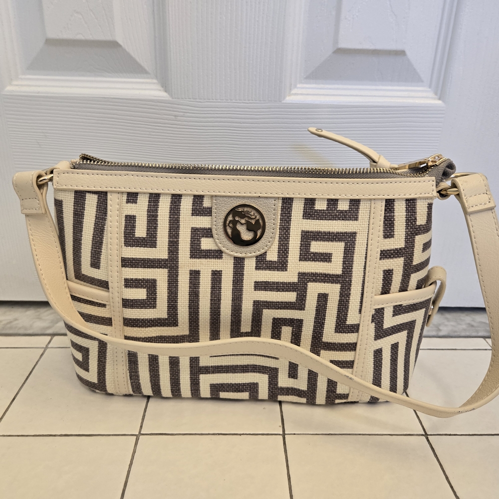 Spartina 449 Cream and Gray Geometric Shoulder Bag